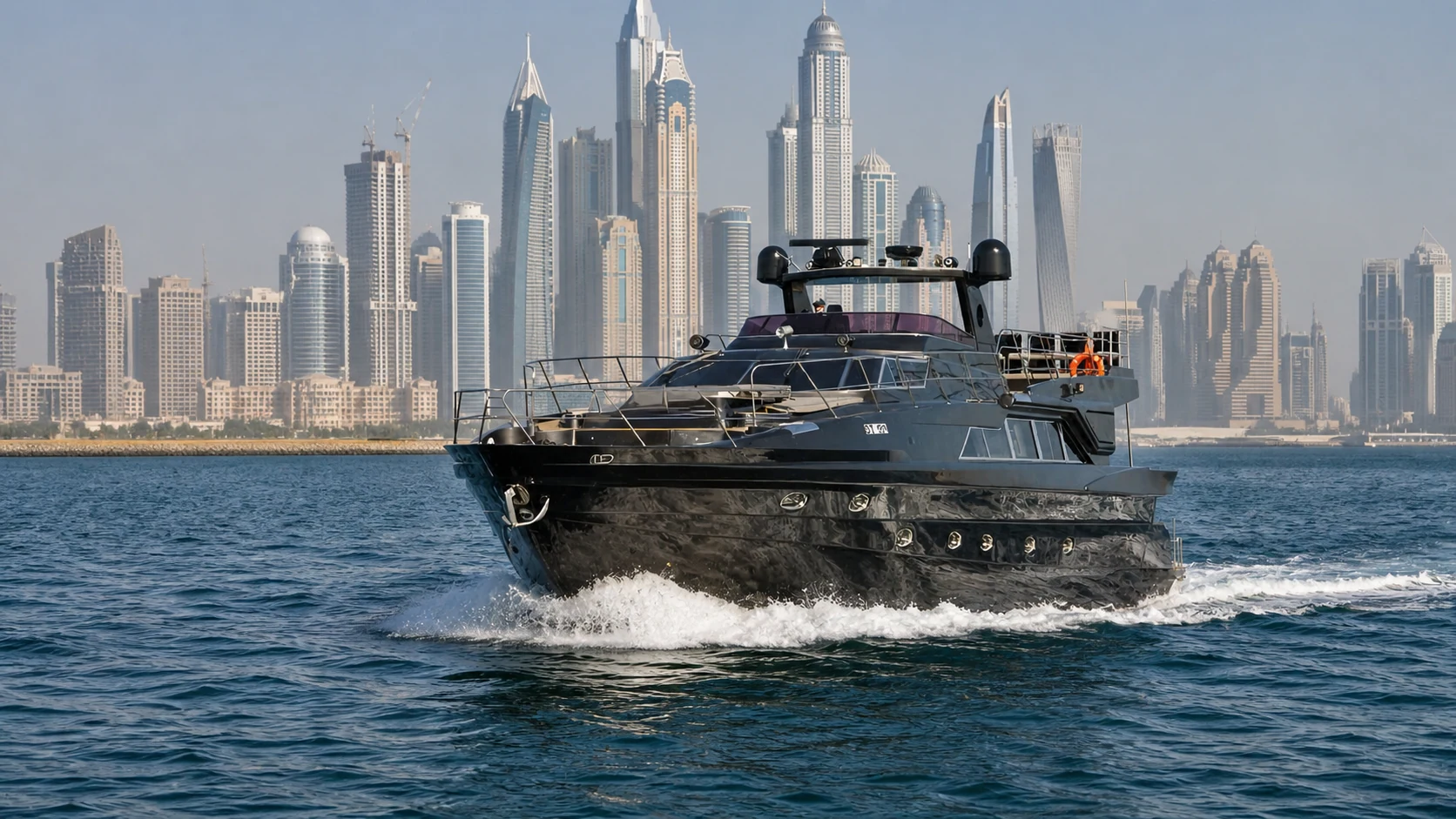 95 ft jacuzzi yacht cruising near Dubai Marina